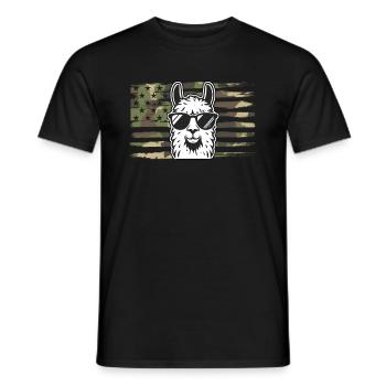 Lama Camouflage US Drapeau Lama - T-shirt homme - noir - Devant - AI Model Male 178 light (178cm)