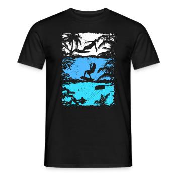 Kitesurfing Silhouette Kitesurfer Kiteboarding - Männer T-Shirt - Schwarz - Vorne - AI Model Male 178 light (178cm)