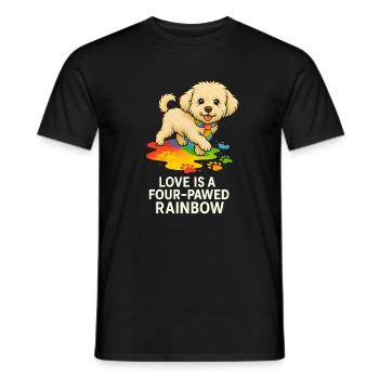 Love is a Four-Pawed Rainbow – Pride Hund - Männer T-Shirt - Schwarz - Vorne - AI Model Male 178 light (178cm)