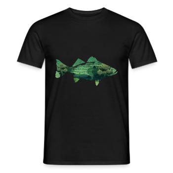 Natur Bäume Angeln Wald Fischer Geschenk Fisch - Männer T-Shirt - Schwarz - Vorne - AI Model Male 178 light (178cm)