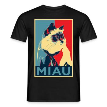 baby bell cat - meow - Obama Style - Men's T-Shirt - black - Front - AI Model Male 178 light (178cm)