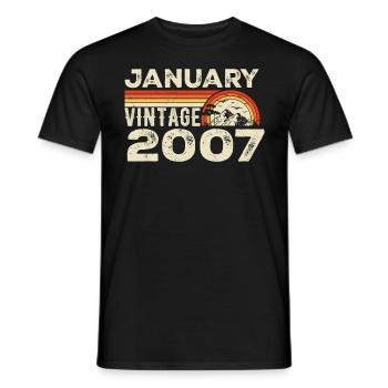 Janvier 2007 Vintage Anniversaire 2007, Né en 2007 - T-shirt homme - noir - Devant - AI Model Male 178 light (178cm)