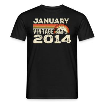 Janvier 2014 Vintage Anniversaire 2014, Né en 2014 - T-shirt homme - noir - Devant - AI Model Male 178 light (178cm)