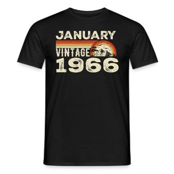 January 1966 Vintage Birthday 1966, Born 1966 - Men's T-Shirt - black - Front - AI Model Male 178 light (178cm)