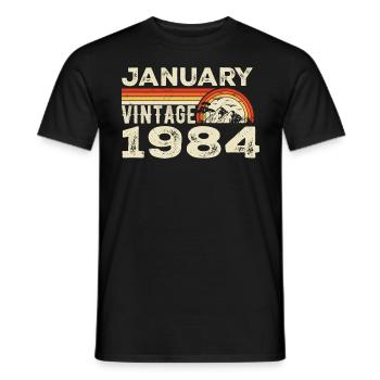 Janvier 1984 Vintage Anniversaire 1984, Né en 1984 - T-shirt homme - noir - Devant - AI Model Male 178 light (178cm)