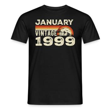 January 1999 Vintage Birthday 1999, Born in 1999 - Men's T-Shirt - black - Front - AI Model Male 178 light (178cm)