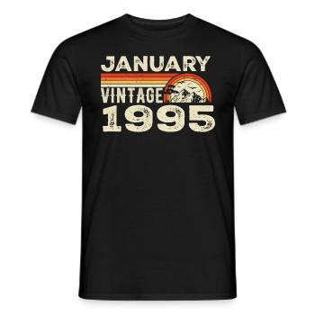 January 1995 Vintage Birthday 1995, Born in 1995 - Men's T-Shirt - black - Front - AI Model Male 178 light (178cm)