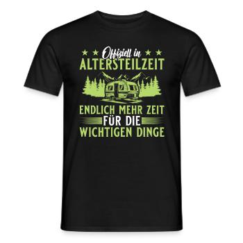 Altersteilzeit Wohnwagen Camping Frührente - Männer T-Shirt - Schwarz - Vorne - AI Model Male 178 light (178cm)