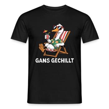 Gans Gechillt - Gans im Liegestuhl - Männer T-Shirt - Schwarz - Vorne - AI Model Male 178 light (178cm)