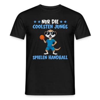 Nur die coolsten Jungs spielen Handball - Männer T-Shirt - Schwarz - Vorne - AI Model Male 178 light (178cm)
