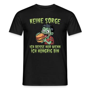 Halloween Beiße nur wenn hungrig - Lustiges Zombie - Männer T-Shirt - Schwarz - Vorne - AI Model Male 178 light (178cm)