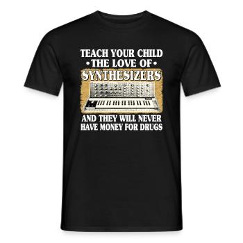 Funny Analog Synthesizer Quote Synths Modular ADSR - Men's T-Shirt - black - Front - AI Model Male 178 light (178cm)