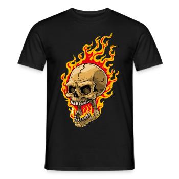 Menschlicher Schädel mit Flammen - Männer T-Shirt - Schwarz - Vorne - AI Model Male 178 light (178cm)
