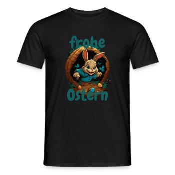 frohe Ostern Osterhase im Osterkorb Hase Easter - Männer T-Shirt - Schwarz - Vorne - AI Model Male 178 light (178cm)