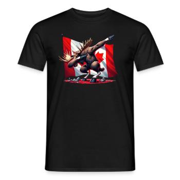 Moose Unleashed: Canadian Vigor - Men's T-Shirt - black - Front - AI Model Male 178 light (178cm)