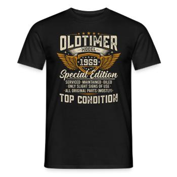 Oldtimer 1969 Jahrgang geboren Geburtstag Geschenk - Männer T-Shirt - Schwarz - Vorne - AI Model Male 178 light (178cm)