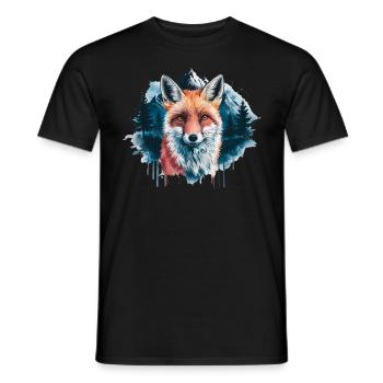 Fox, Watercolor, Forest, Foxes, Nature, Red Fox - Men's T-Shirt - black - Front - AI Model Male 178 light (178cm)