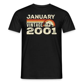 January 2001 Vintage Birthday 2001, Born in 2001 - Men's T-Shirt - black - Front - AI Model Male 178 light (178cm)