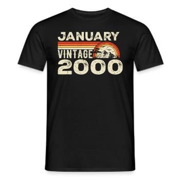 Janvier 2000 Vintage Anniversaire 2000, Né en 2000 - T-shirt homme - noir - Devant - AI Model Male 178 light (178cm)