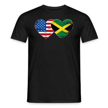 États-Unis Drapeau de la Jamaïque mains forme de coeur utilisé - T-shirt homme - noir - Devant - AI Model Male 178 light (178cm)
