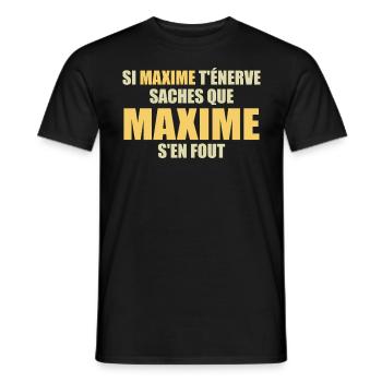 If Maxime annoys you, know that Maxime doesn't give a damn - Men's T-Shirt - black - Front - AI Model Male 178 light (178cm)