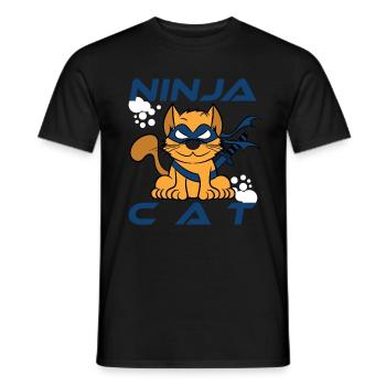 "Ninja Cat Warrior" ninjainspired tee made for - Men's T-Shirt - black - Front - AI Model Male 178 light (178cm)