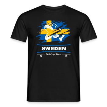 Sweden fishing - Men's T-Shirt - black - Front - AI Model Male 178 light (178cm)