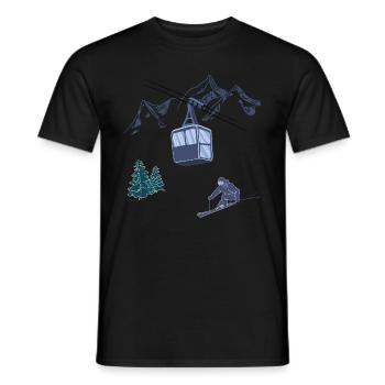 Ski Scene Ski Lift Resort Winter Sports - Men's T-Shirt - black - Front - AI Model Male 178 light (178cm)