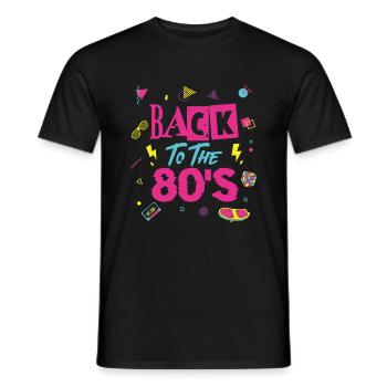 80s 80er Party Outfit Kostüm Back To The 80'S - Männer T-Shirt - Schwarz - Vorne - AI Model Male 178 light (178cm)