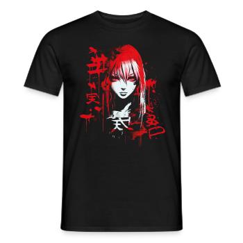 Anime Goth Girl Aesthetic Dark Pastel Edgy Man - Men's T-Shirt - black - Front - AI Model Male 178 light (178cm)