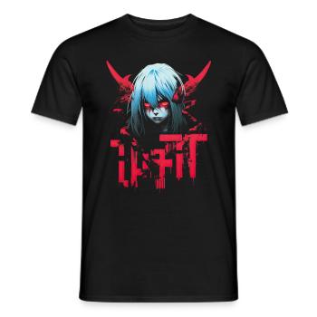 Anime Goth Girl Japanese Aesthetic Grunge Horror - Men's T-Shirt - black - Front - AI Model Male 178 light (178cm)