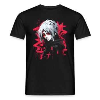 Anime Goth Girl Aesthetically Dark Pastel Edgy Man - Men's T-Shirt - black - Front - AI Model Male 178 light (178cm)