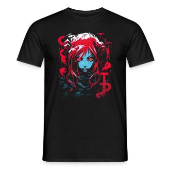 Anime Goth Girl Japanese Aesthetic Grunge Horror - Men's T-Shirt - black - Front - AI Model Male 178 light (178cm)