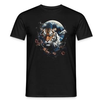 Clair De Lune, Tigre, Chinois, Japonais, Chine - T-shirt homme - noir - Devant - AI Model Male 178 light (178cm)