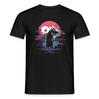 Japanese, Traditional, Mountain, Fuji, Japan, Geisha - Men's T-Shirt - black - Front - AI Model Male 178 light (178cm)