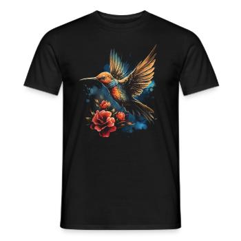 Hummingbird, Flower, Bird Lover, Animal - Men's T-Shirt - black - Front - AI Model Male 178 light (178cm)