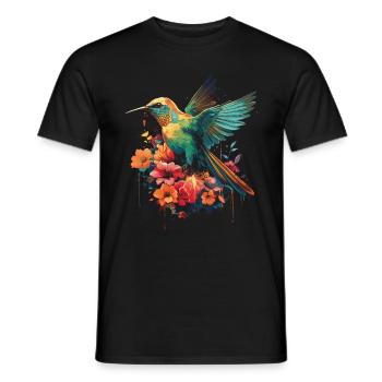 Hummingbird, Flower, Bird Lover, Animal - Men's T-Shirt - black - Front - AI Model Male 178 light (178cm)