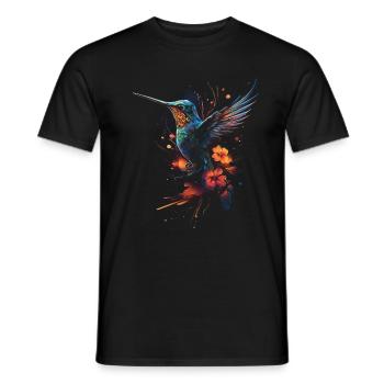 Hummingbird, Flower, Bird Lover, Animal - Men's T-Shirt - black - Front - AI Model Male 178 light (178cm)