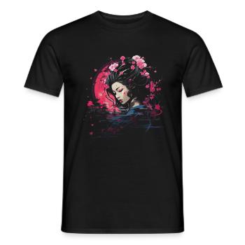Geisha Manga Japan Samurai Art - Men's T-Shirt - black - Front - AI Model Male 178 light (178cm)