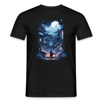 Cyberpunk Manga Kyoto Glitch - T-shirt homme - noir - Devant - AI Model Male 178 light (178cm)