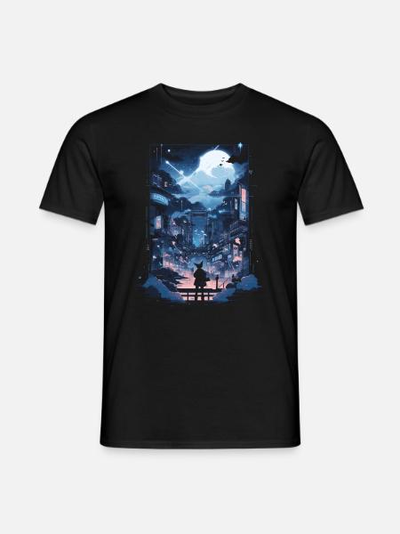 Cyberpunk Manga Kyoto Glitch - Männer T-Shirt - Schwarz
