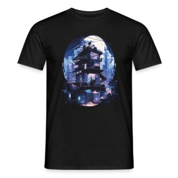 Cyberpunk Manga Kyoto Glitch - T-shirt homme - noir - Devant - AI Model Male 178 light (178cm)
