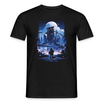 Cyberpunk Manga Kyoto Glitch - T-shirt homme - noir - Devant - AI Model Male 178 light (178cm)