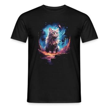 Katze Magisch Verzauberung Mythisch Märchen - Männer T-Shirt - Schwarz - Vorne - AI Model Male 178 light (178cm)