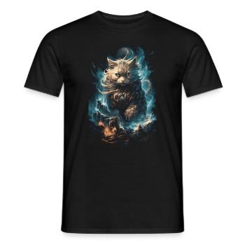 Katze Magisch Verzauberung Mythisch Märchen - Männer T-Shirt - Schwarz - Vorne - AI Model Male 178 light (178cm)