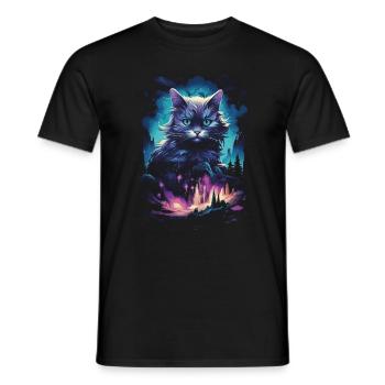 Artwork Cat Kitten Fantasy Fairy Tale - Men's T-Shirt - black - Front - AI Model Male 178 light (178cm)