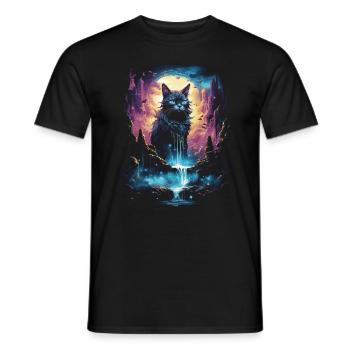 Artwork Cat Kitten Fantasy Fairy Tale - Men's T-Shirt - black - Front - AI Model Male 178 light (178cm)