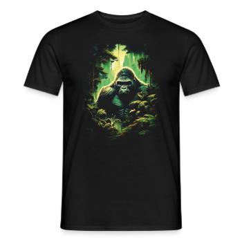 Gorilla Artwork Nature Animal - Men's T-Shirt - black - Front - AI Model Male 178 light (178cm)