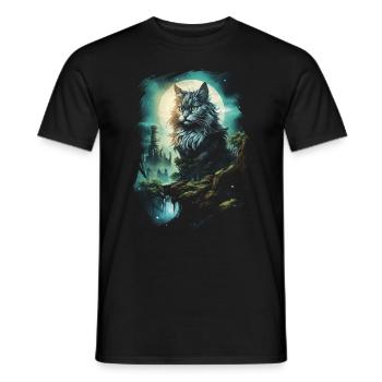 Artwork Cat Kitten Fantasy Fairy Tale - Men's T-Shirt - black - Front - AI Model Male 178 light (178cm)