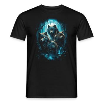 Fantasy Wolf Magic Pack Mysterious - Men's T-Shirt - black - Front - AI Model Male 178 light (178cm)
